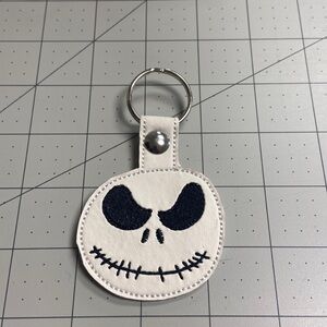Handmade Embroidered Vinyl Skelly Key Fob